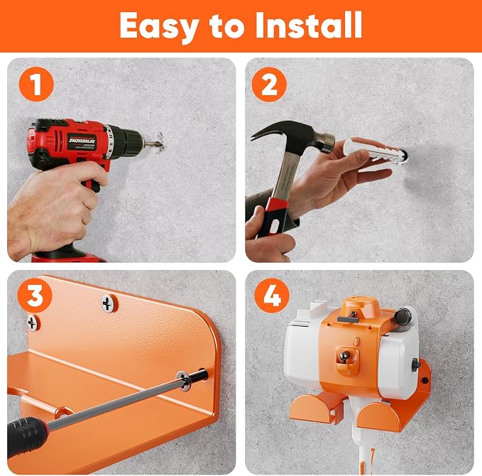 Weedeater Hanger, 4 Pack Garage Tool Organizer Storage Trimmer Rack - Image 7