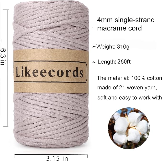 2 Skeins of 4mm X 80m Single Strand Macrame Cord Handmade Decorations Softer - Image 2