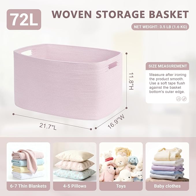 72L Large Baby Girls Laundry Basket - Image 7