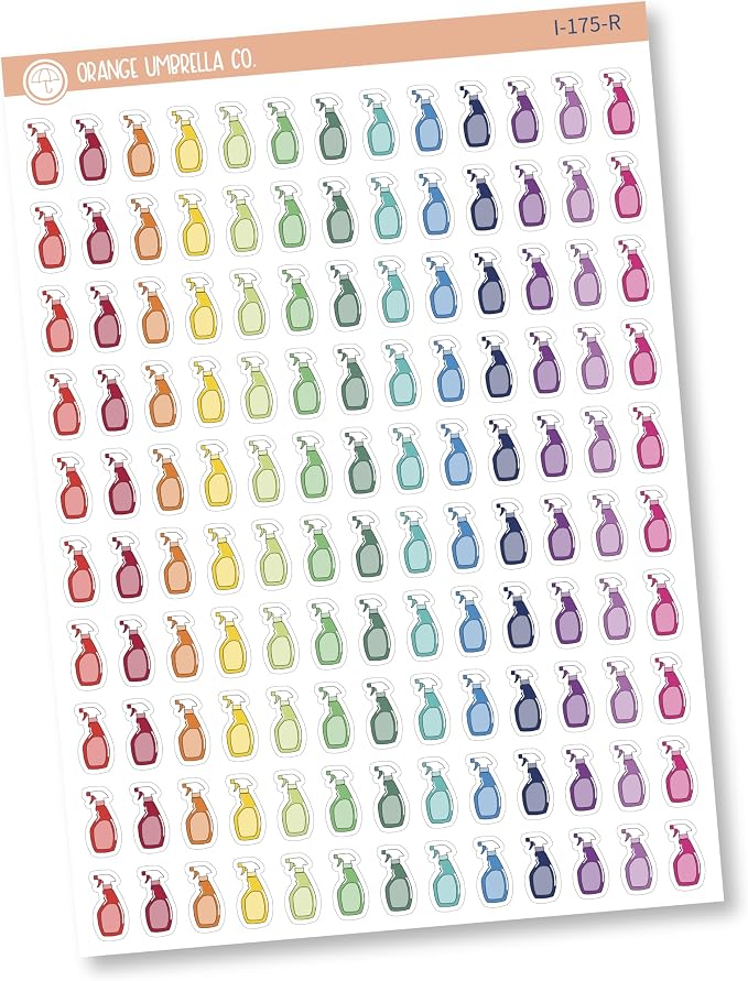 Cleaning Icon Labels | Clear Matte Planner Stickers | I-175-CM by Orange+Umbrella+Co