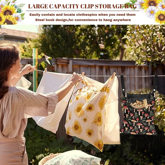 Mushroom Leaf Clothespin Bag Holder Multi Purpose Hanging Storage Dust-Proof - Image 5