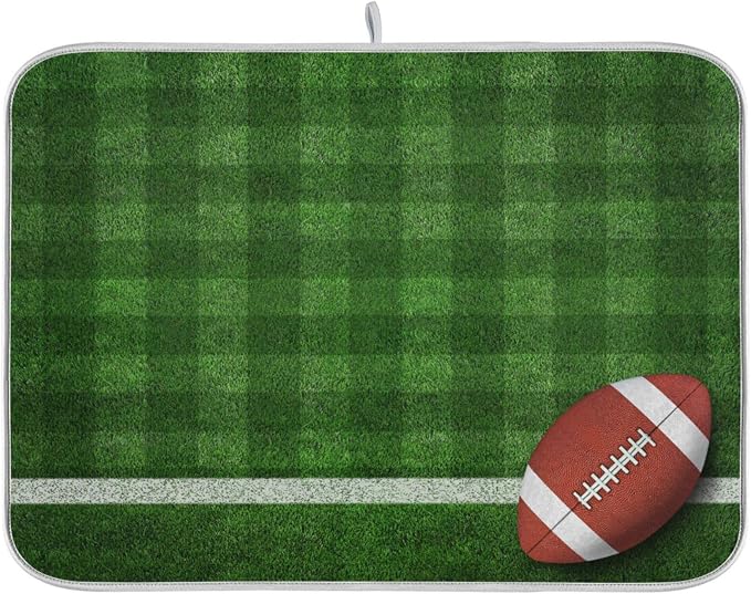 Field American Football Absorbent Dish Drying Mat Microfiber Kitchen Countertop by Unknown