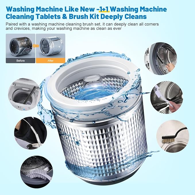 Washing Machine Cleaner, Washer Machine Cleaner Tablets 15 Pcs + Dryer Vent - Image 3