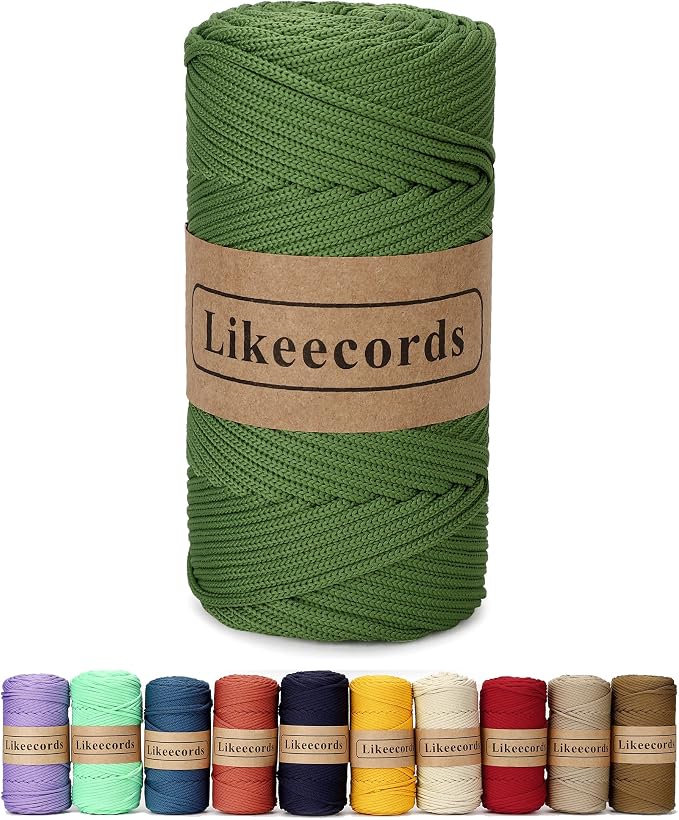 4mm Polyester Braided Macrame Cord 140Yards /426Feet, Elastic Yarn by Likeecords