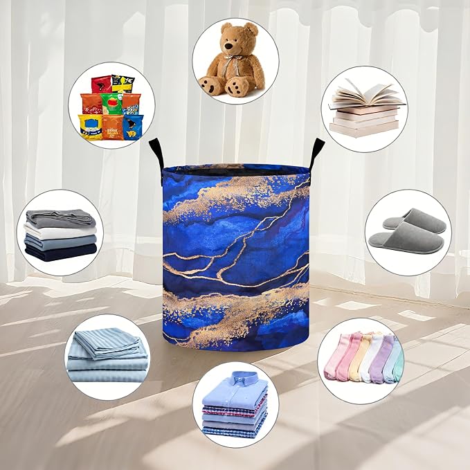 Blue Marble Laundry Basket Laundry Hamper - Image 4