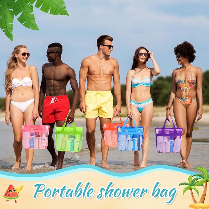 6 Pcs Mesh Shower Caddy Bag Portable Shower Bag - Image 6