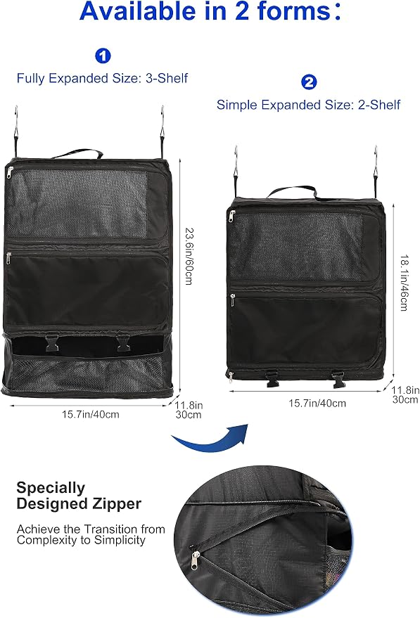 ELEZAY Hanging Packing Cubes Portable Closet 3-Shelf Travel Collapsible - Image 4