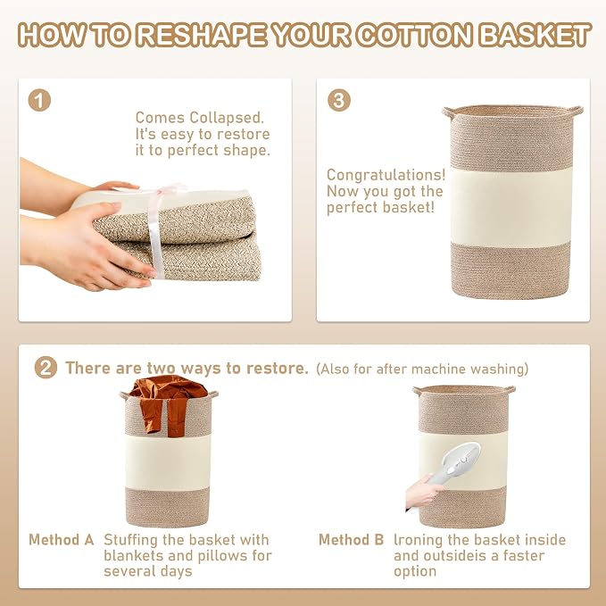 90L Jumbo Woven Laundry Hamper, Tall Baby Nursery Hamper - Image 7