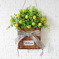 Yellow Lemon Wreath Spring Welcome Door Hanger Basket Wreath, Artificial Spring by Elasign