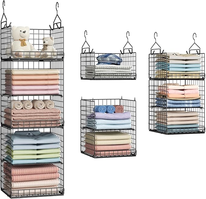 5 Tier Closet Hanging Organizer and Storage Separable Hanging Closet Shelves by Yuyetuyo