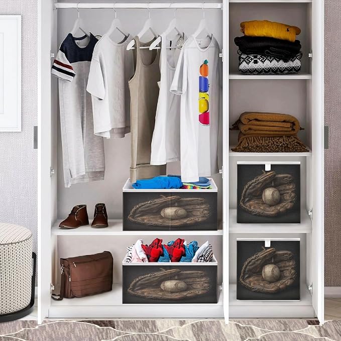 DOMIKING Baseball Glove Dark Print Storage Baskets - Image 7