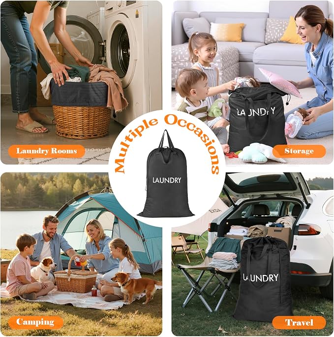 MissBoy Heavy Duty Nylon Laundry Bag, Washable & Splash-Resistant Dirty Clothes - Image 7