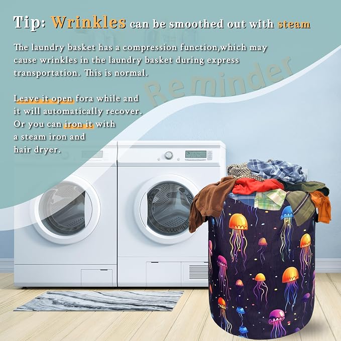 Colorful Jellyfish Laundry Hamper Ocean Laundry Basket - Image 6