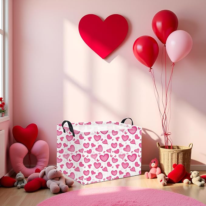 Rectangular Valentines Basket for Women Girls Storage Bin Organizer Box Shelf - Image 4