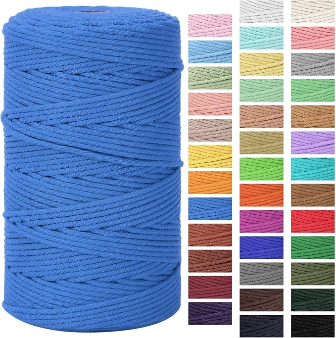 Macrame Cord 3mm x 164yd | 100% Natural Cotton Macrame Rope | 4 Strand Twisted by MacraBoho