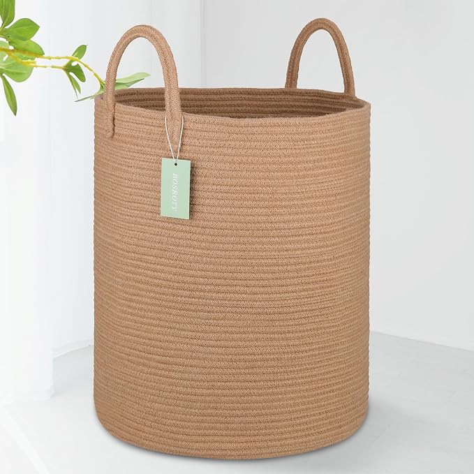 Large Jute Laundry Hamper Basket by BOSROTY