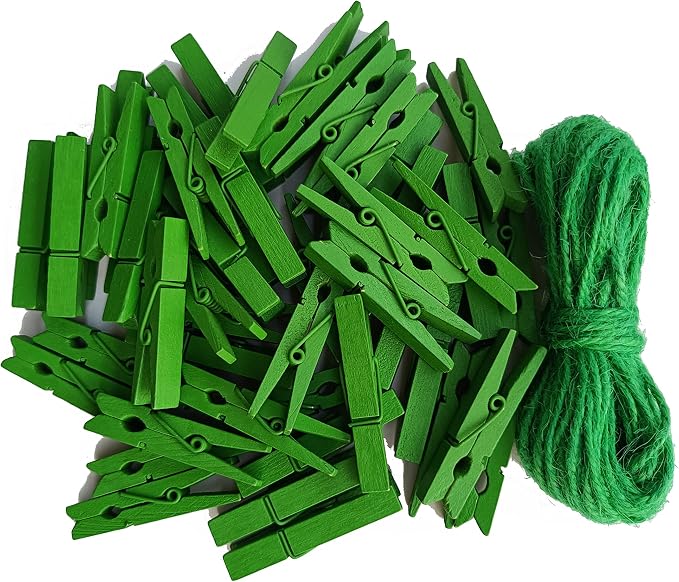 1.9 Inch Green Wooden Clips by Unknown