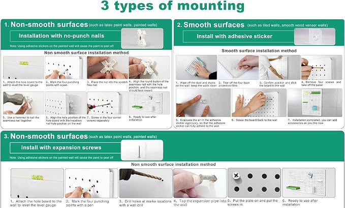Peg Board Wall Organizer, 4 Metal Pegboard Panels - Image 2