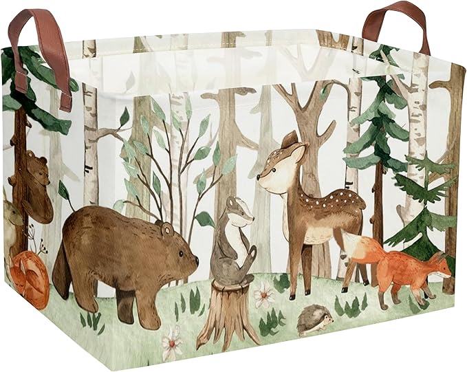 Sanjiaofeng Rectangular Kids Basket Animal Storage Bins, Woodland Storage by Sanjiaofen