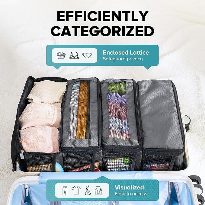 Suitcase Organizer, Travel Luggage Organizer Hanging Shelves Packing Cube - Image 3