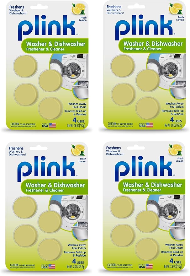 Plink Washer and Dishwasher Freshener Cleaner 4-Pack, 16 Tablets Total by Plink
