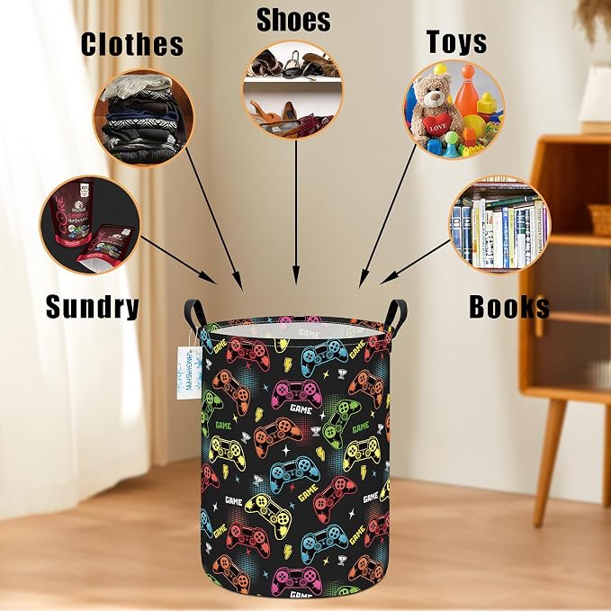 LANGYASHAN Laundry Basket Canvas Fabric Collapsible Organizer Basket - Image 3