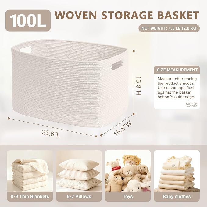 100L Extra Large Baby Girls Laundry Basket - Image 2