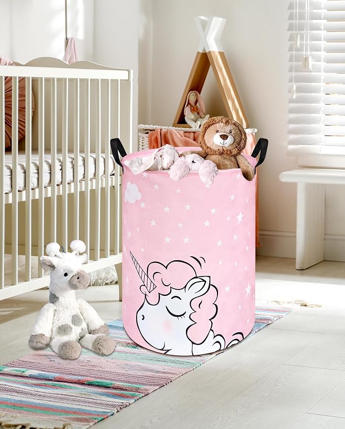 Round Laundry Basket Storage Bins Nursery Hamper Gift Baskets - Image 7