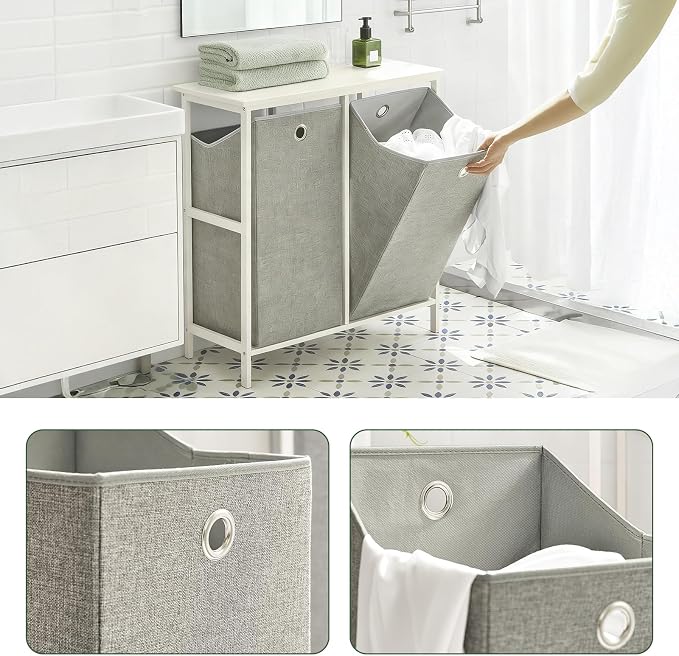 Haotian Laundry Hamper with Shelf, Laundry Basket, Laundry Sorter with 2 - Image 3