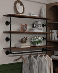 Clothes Shelves 48in, 3-Tier Wall Mounted Garment Rack by INDUSTRIALSHELVESDESIGN
