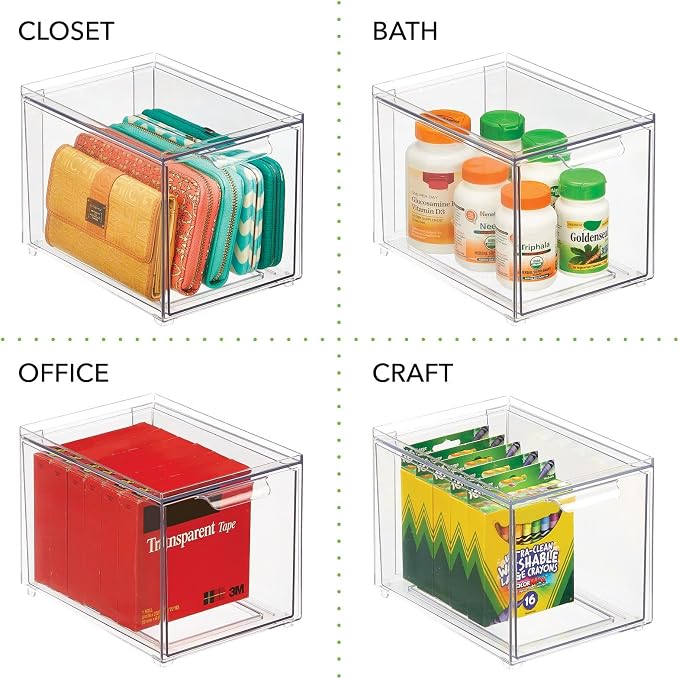 mDesign Plastic Closet Organizer Bin w/Pull Out Drawer - Image 5