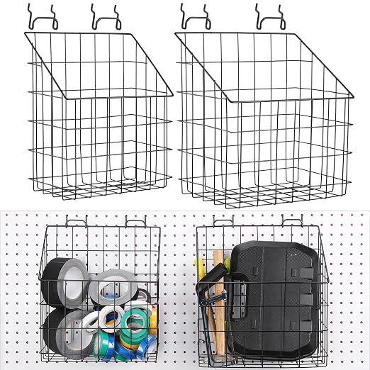 meekoo 2 Pcs Pegboard Baskets 12.4 x 7.5 x 12.8'', Peg Board Organizer by meekoo