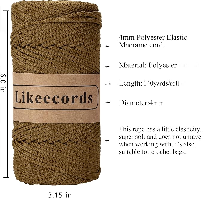 4mm Polyester Braided Macrame Cord Rope 140Yards /426Feet Macrame Supplies - Image 2