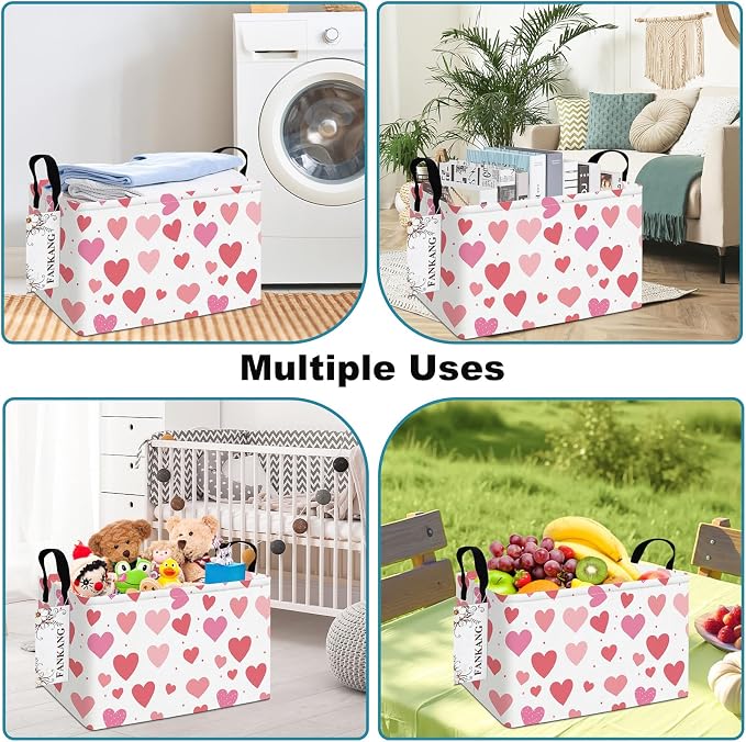 FANKANG Storage Bins, Nursery Hamper Canvas Laundry Basket Foldable - Image 6