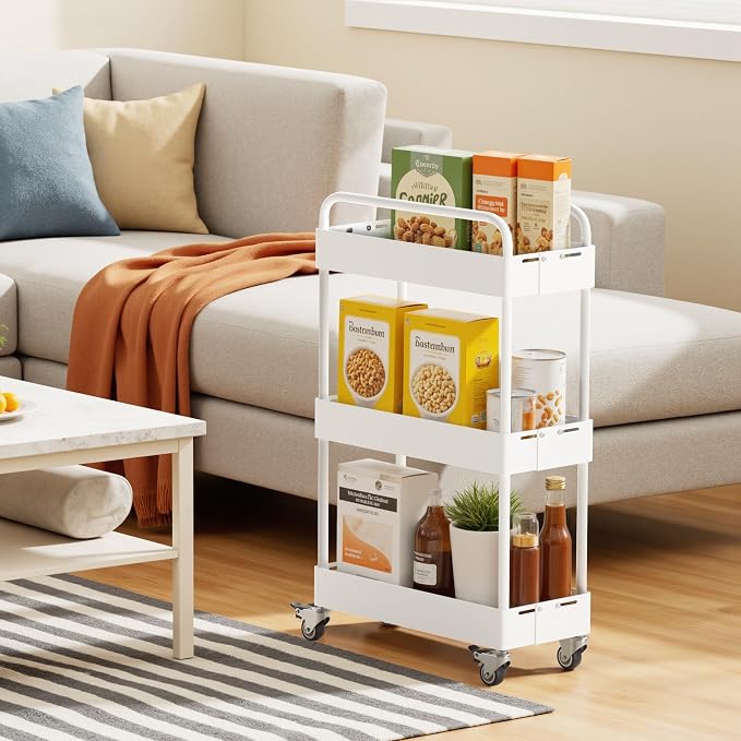 HOTEAGLE 3-Tier Rolling Cart Metal Expandable Utility Carts - Image 8