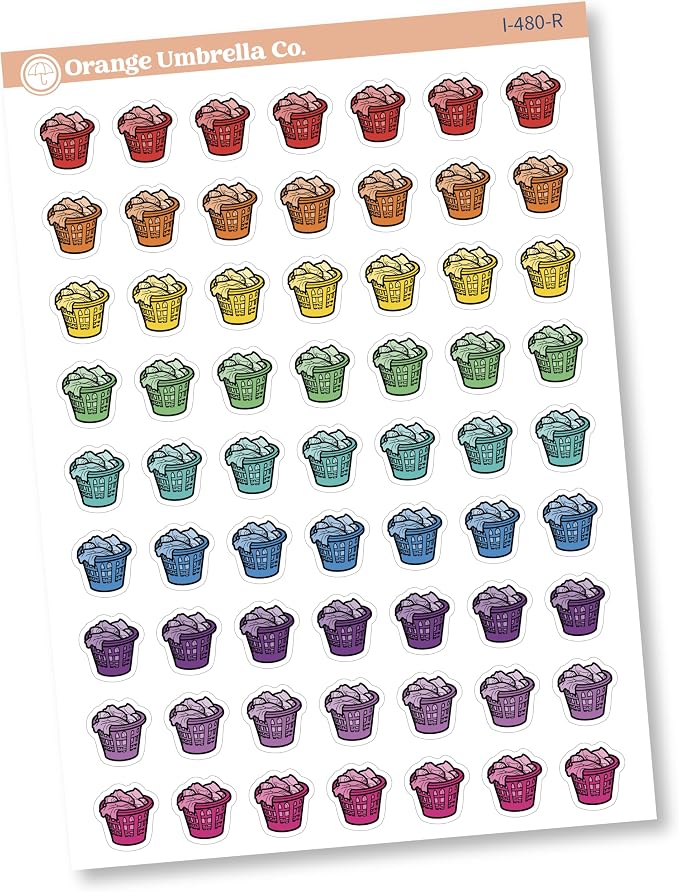 Hand Doodled Laundry Basket Icon Planner Stickers | Icon Chore Labels, Cleaning by Orange+Umbrella+Co