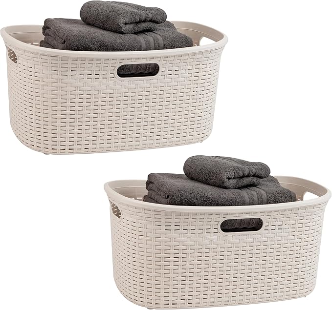 Mind Reader 40L Laundry Basket, Clothes Hamper, Premium Wicker Design by MindReader