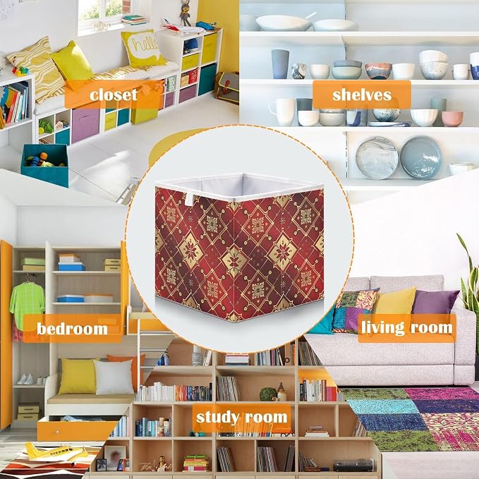 senya Large Storage Bins Tile Golden Tile Collapsible Foldable Storage Cubes - Image 6