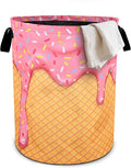 Pink Ice Cream Laundry Basket Foldable Oxford Cloth Tote Bag Laundry Hamper by bassyilCustomizedforlife