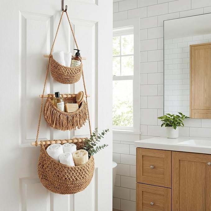 3 Tier Hanging Fruit Basket, Jute Wall Baskets, Hanging Produce Baskets - Image 6