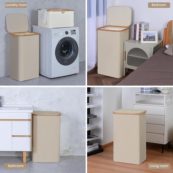 A Laundry Basket with Lid, Large Laundry Hamper with Handle and Lid, - Image 7