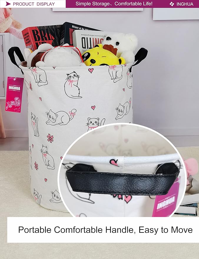 Laundry Hamper Large Canvas Fabric Lightweight Storage Basket/Toy - Image 5