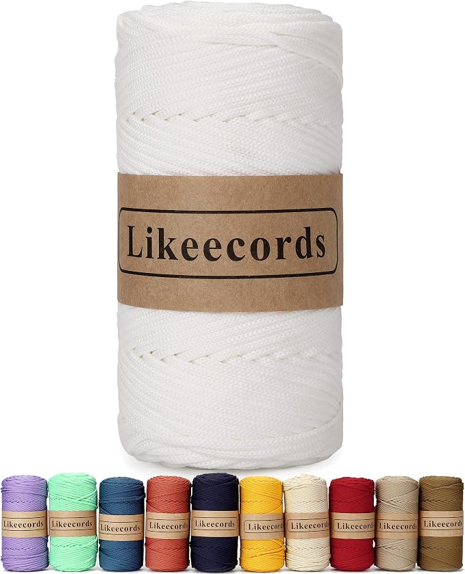 4mm Polyester Braided Macrame Cord 140YardS /426Feet, Elastic Yarn by Likeecords
