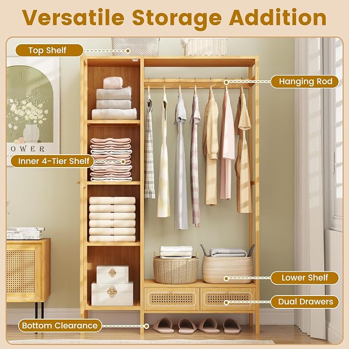 Giantex Bamboo Clothes Rack - Image 7