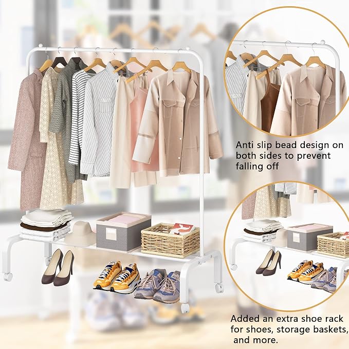 Rolling Clothes Rack Metal Clothing Rack - Image 5