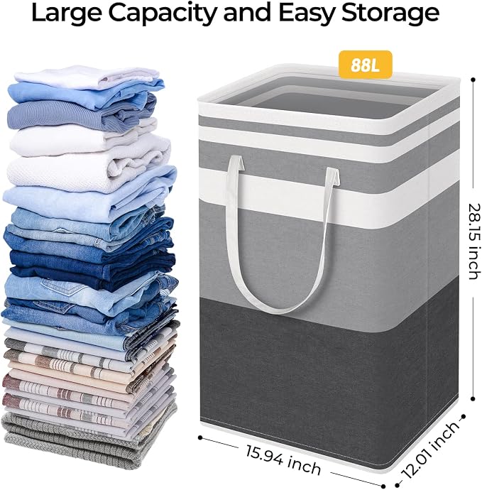 HomeHacks 3-Pack Large Laundry Basket, Waterproof, Freestanding Laundry Hamper - Image 4