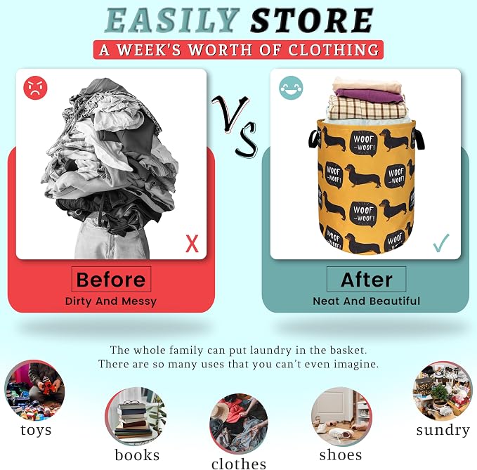 Dachshund Dog Laundry Hamper Funny Dogs Laundry Basket - Image 3