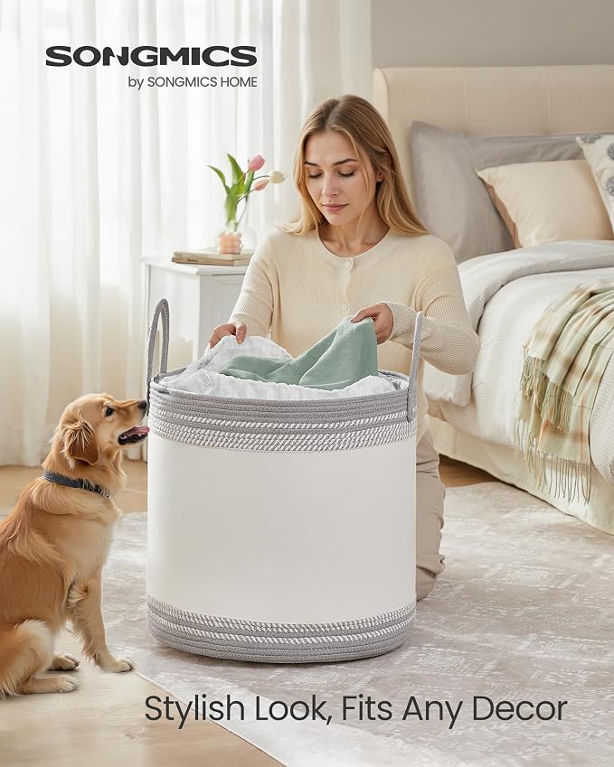 SONGMICS Laundry Hamper, Cotton Rope Laundry Basket - Image 2