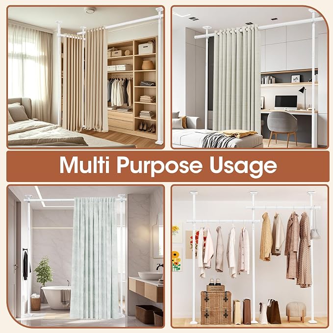 Room Divider Curtain Rod, No Drilling Room Separator - Image 7