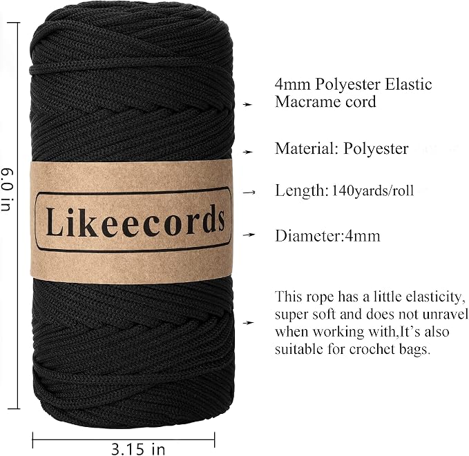 4mm Polyester Braided Macrame Cord Rope 140Yards /426Feet Macrame Supplies - Image 2